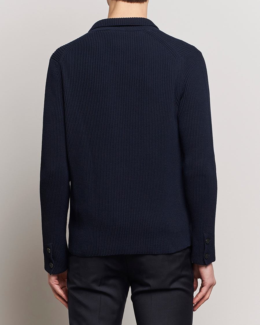 Herr | Kavajer | Zanone | Cotton Rib Knitted Blazer Navy