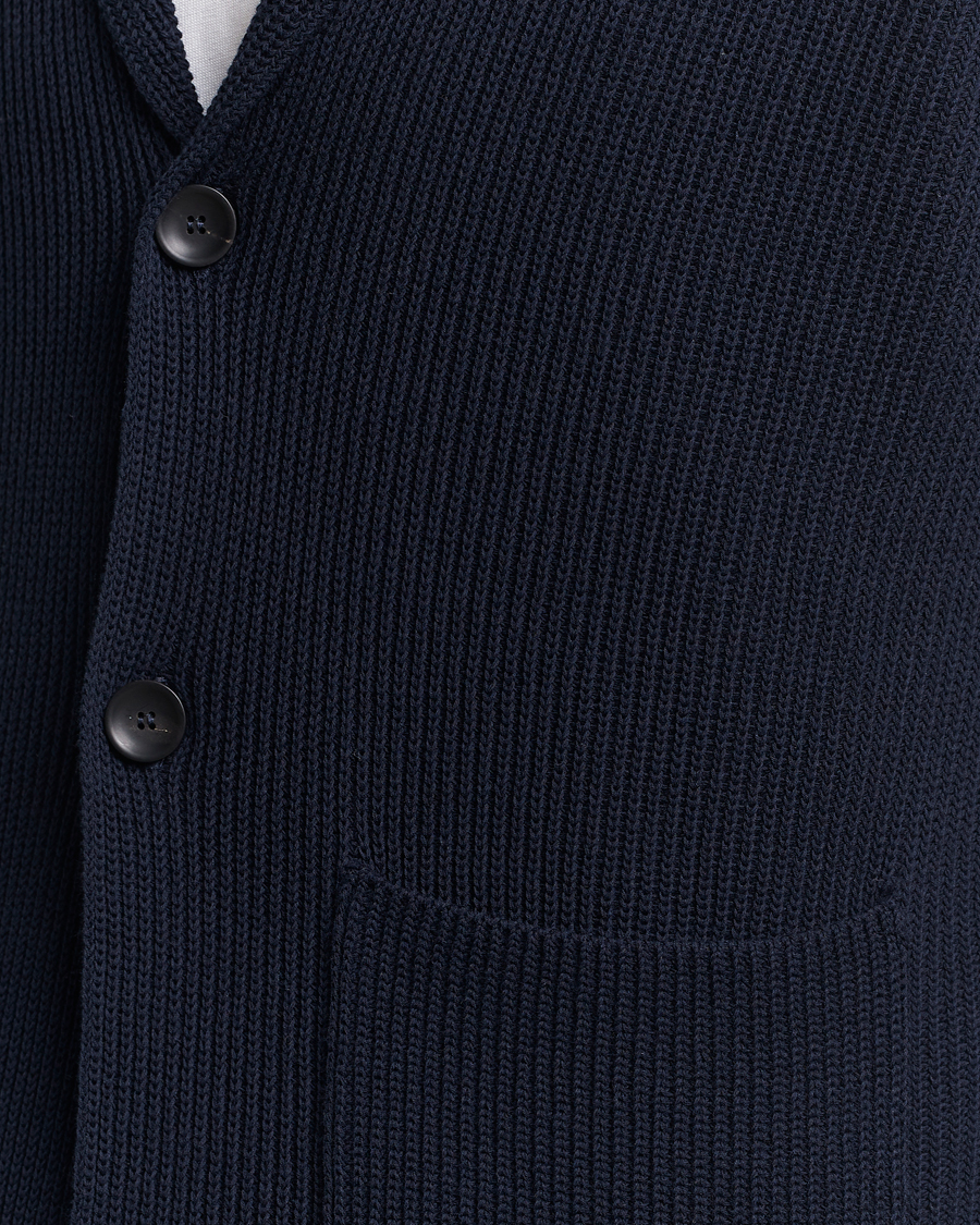 Herr | Kavajer | Zanone | Cotton Rib Knitted Blazer Navy