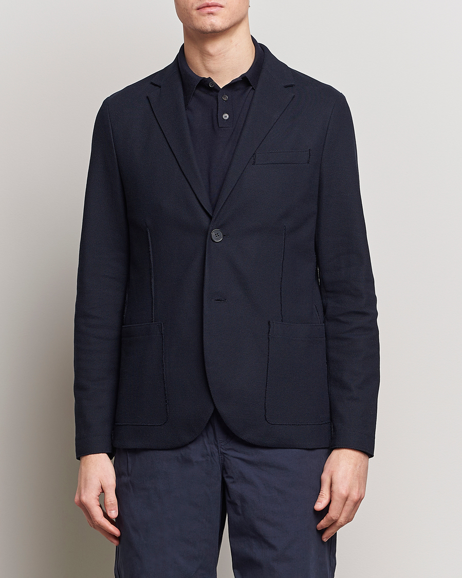 Herre | Bomullsblazer | Harris Wharf London | Loro Piana Honey Comb Blazer Navy