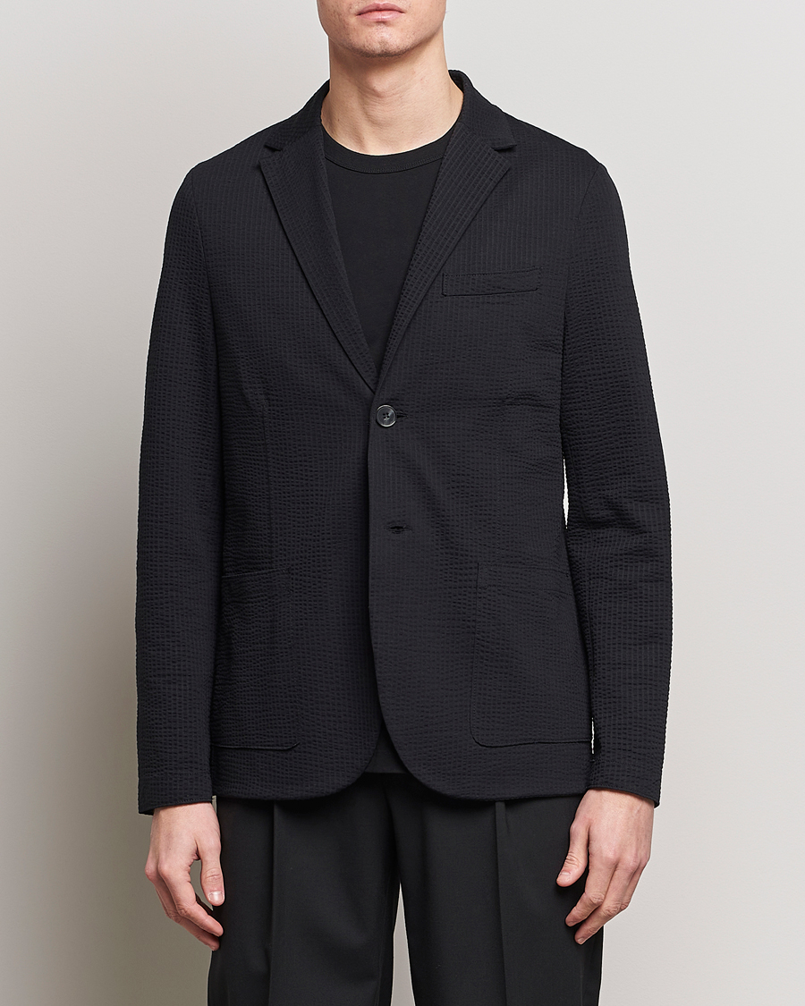 Herr | Contemporary Creators | Harris Wharf London | Coolmax Seersucker Blazer Black