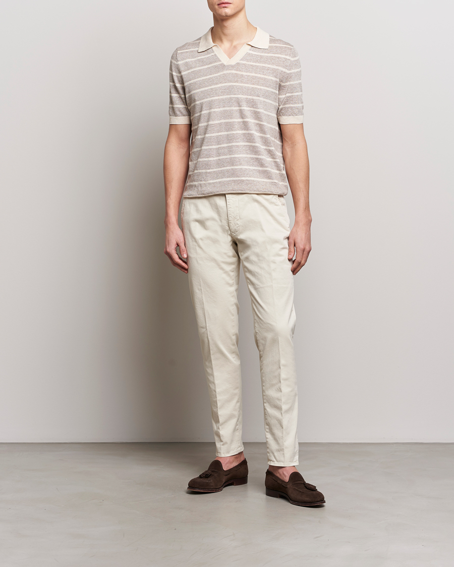 Herr | Byxor | Incotex | Slim Fit Garment Dyed Slacks Off White