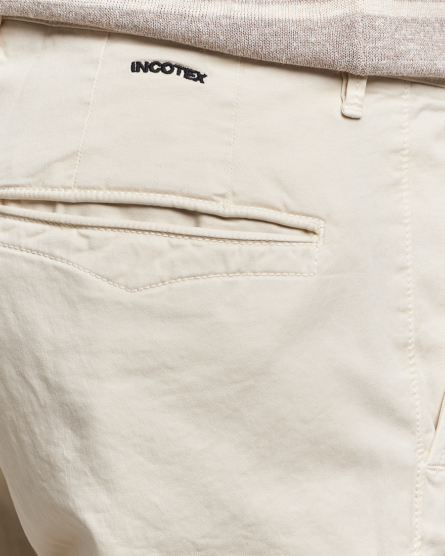 Herr | Byxor | Incotex | Slim Fit Garment Dyed Slacks Off White