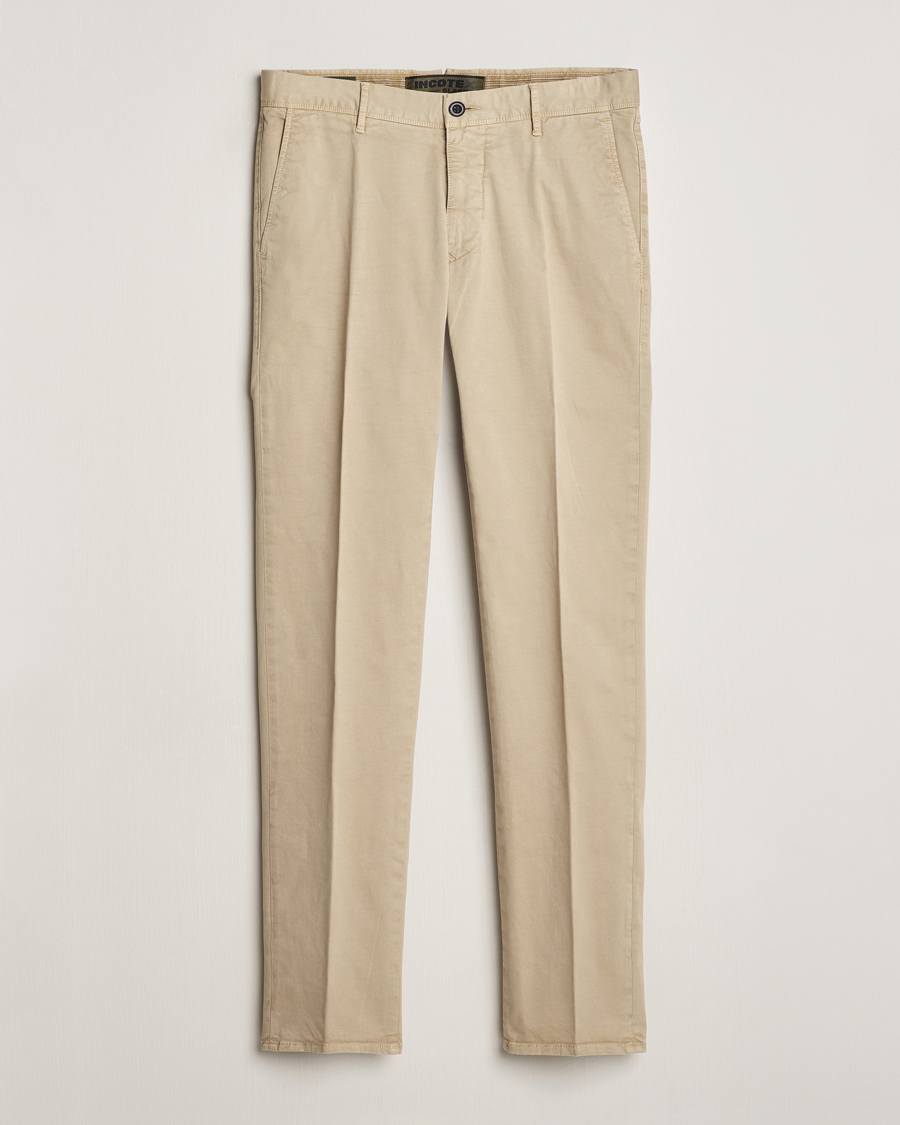 Herr | Byxor | Incotex | Slim Fit Garment Dyed Slacks Light Beige