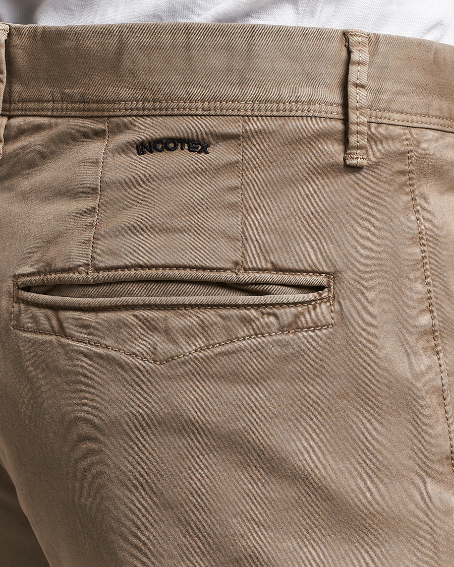 Herr | Byxor | Incotex | Slim Fit Garment Dyed Slacks Light Brown
