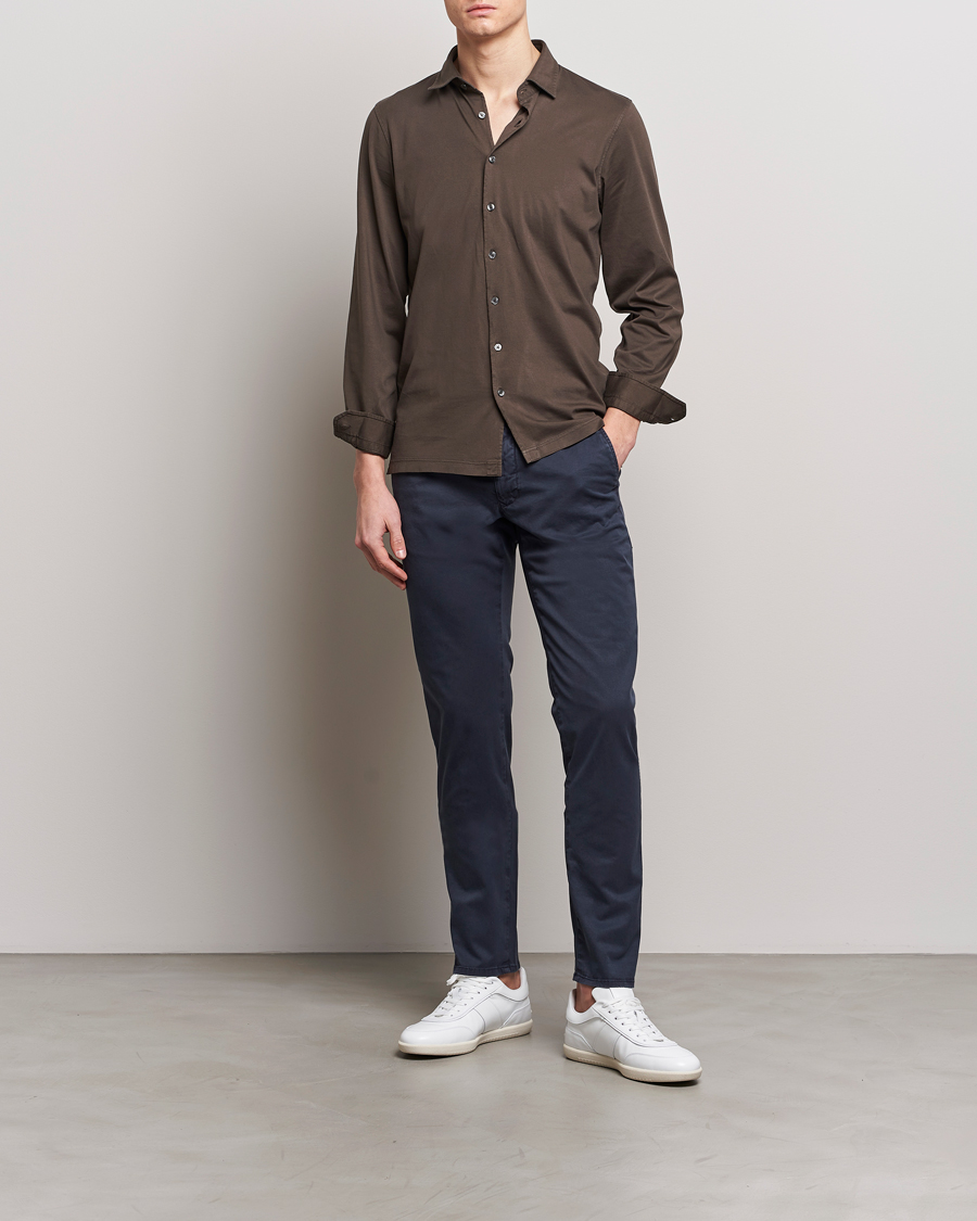Herr | Byxor | Incotex | Slim Fit Garment Dyed Slacks Navy