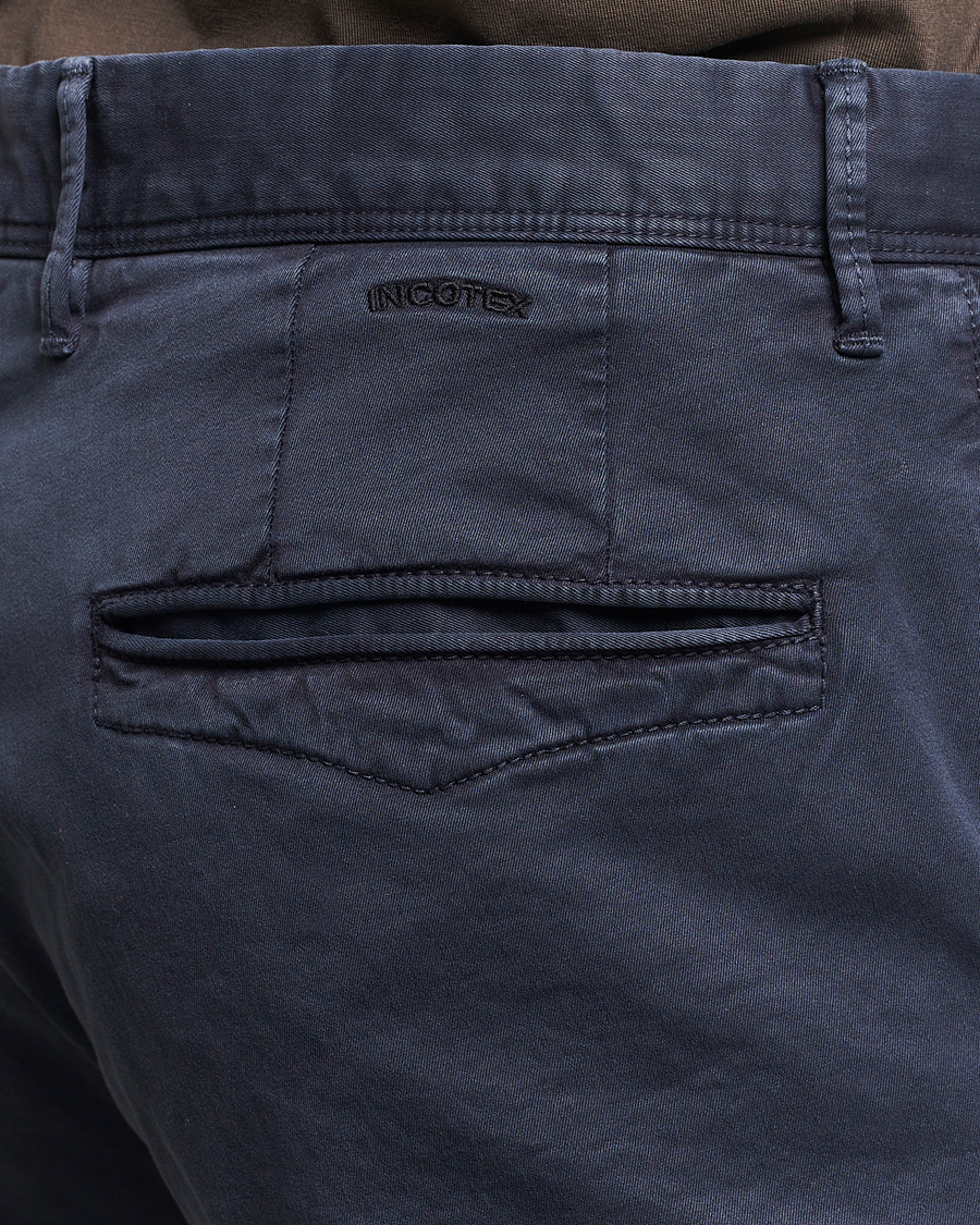 Herr | Byxor | Incotex | Slim Fit Garment Dyed Slacks Navy