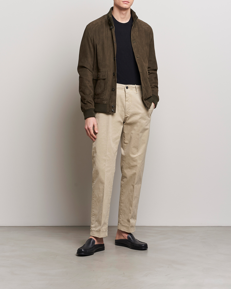 Herr | Byxor | Incotex | Regular Fit Cotton Stretch Slacks Beige