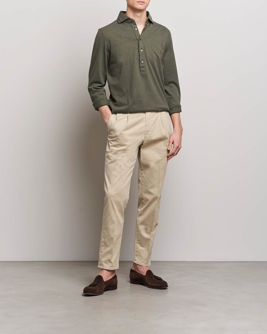 Herr | Byxor | Incotex | Tapered Fit Pleated Slacks Light Beige