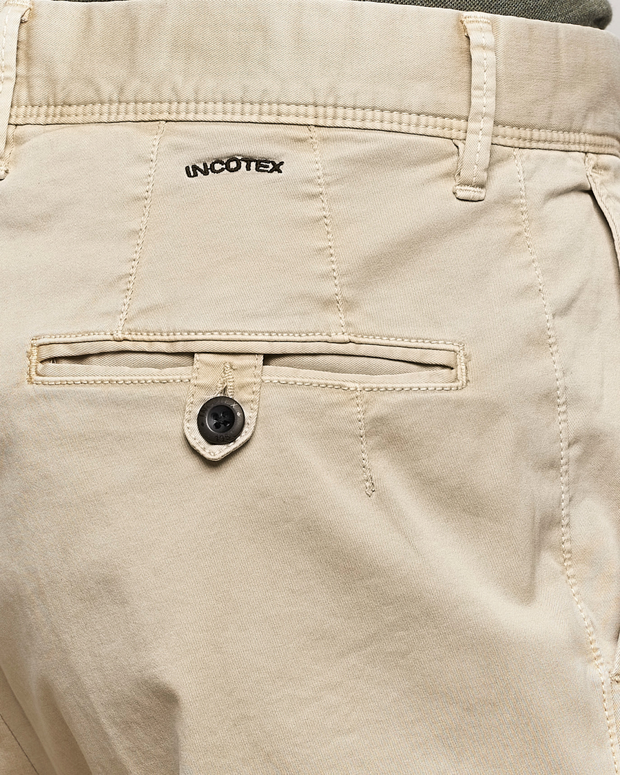 Herr | Byxor | Incotex | Tapered Fit Pleated Slacks Light Beige