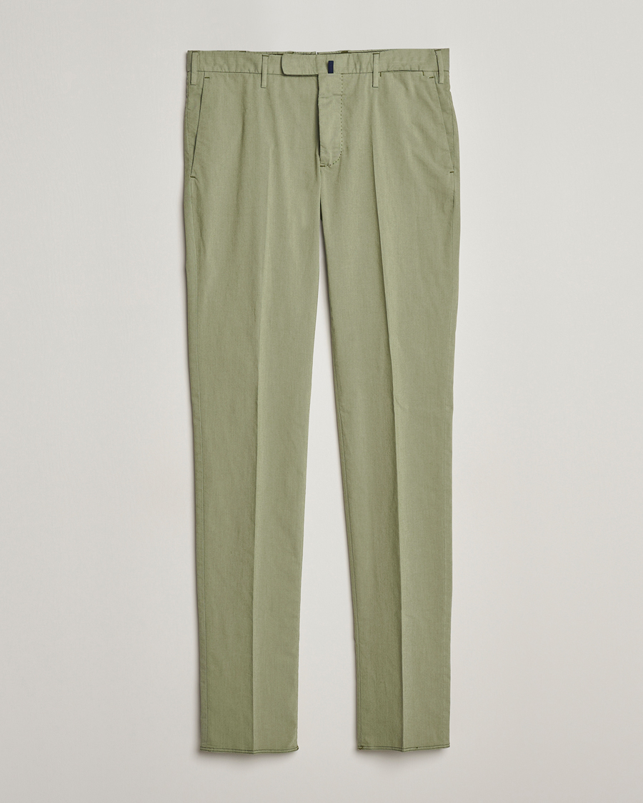 Herr | Byxor | Incotex | Slim Fit Washed Cotton Comfort Trousers Olive