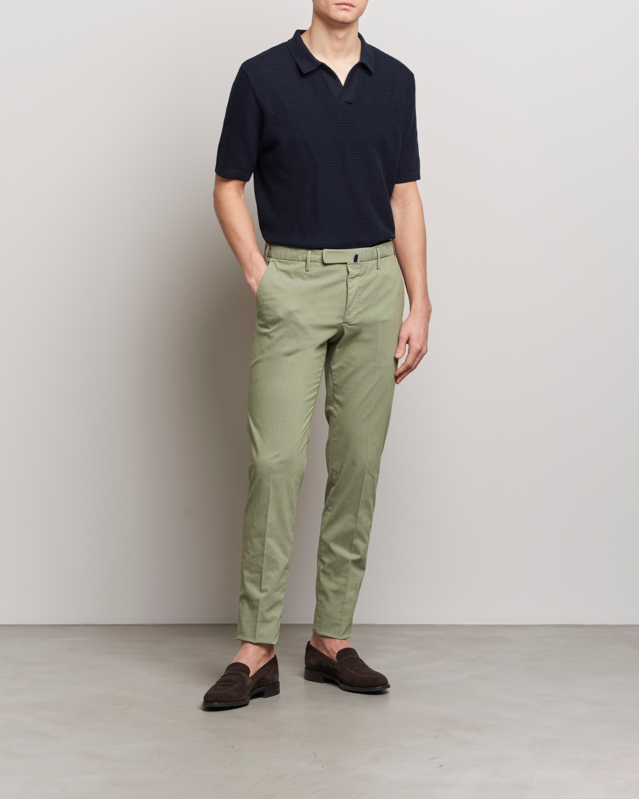 Herr | Byxor | Incotex | Slim Fit Washed Cotton Comfort Trousers Olive