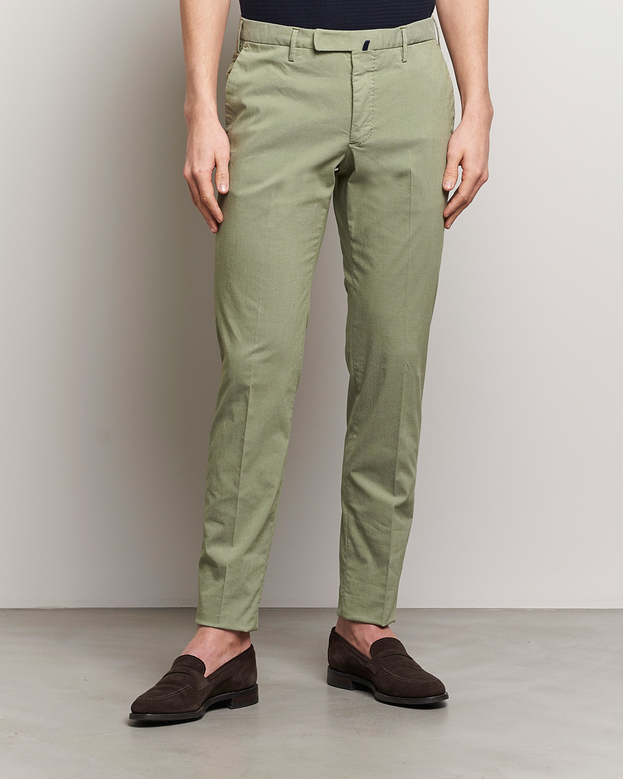 Herr | Italian Department | Incotex | Slim Fit Washed Cotton Comfort Trousers Olive