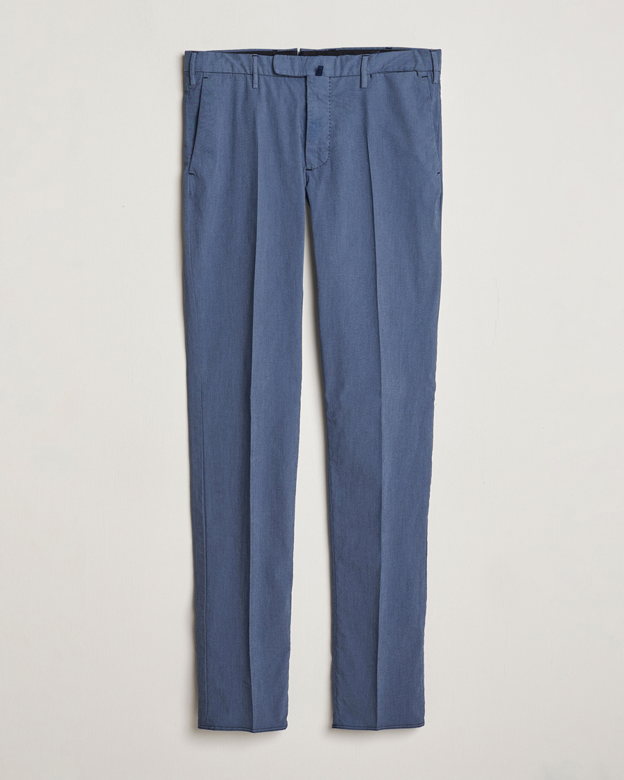 Herr | Byxor | Incotex | Slim Fit Washed Cotton Comfort Trousers Dark Blue