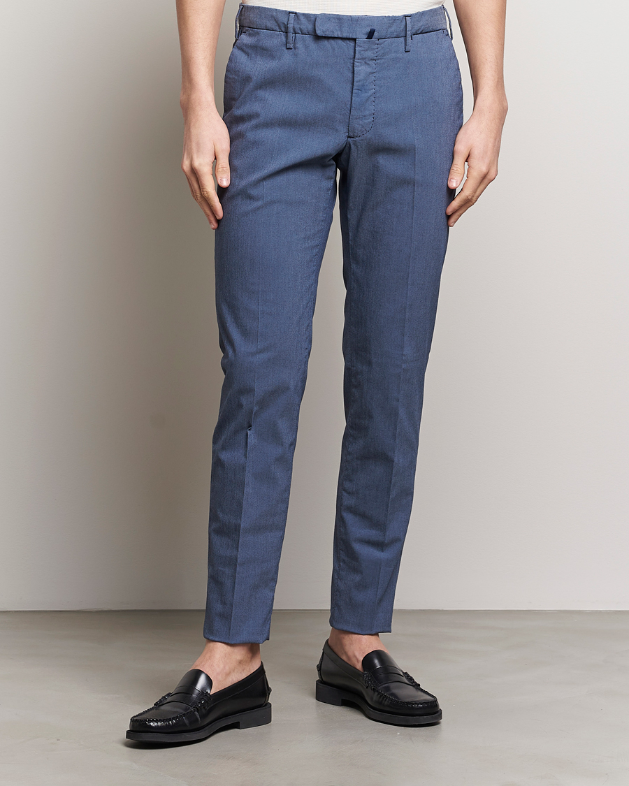 Herr | Italian Department | Incotex | Slim Fit Washed Cotton Comfort Trousers Dark Blue