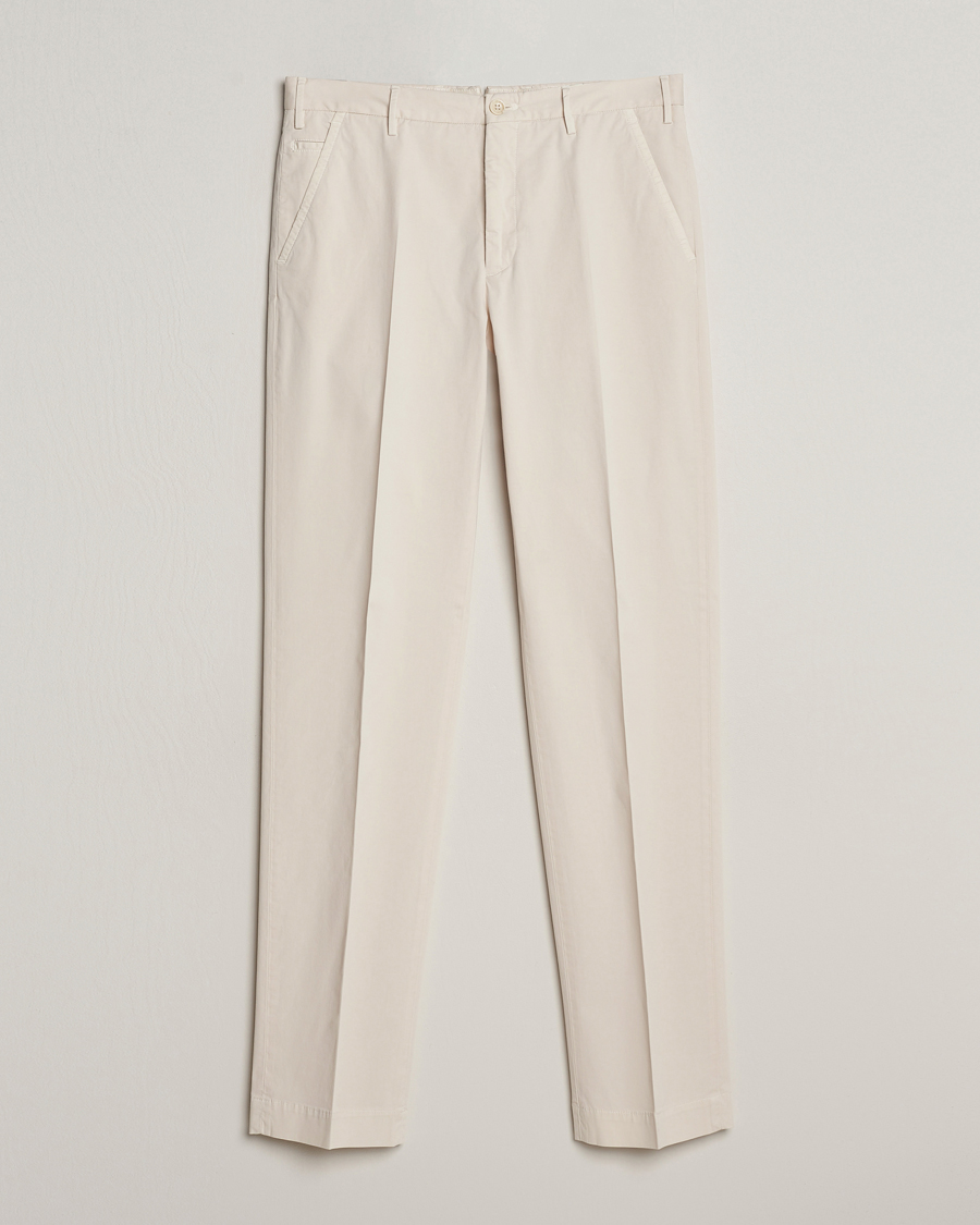 Herr | Byxor | Incotex | Straight Fit Garment Dyed Chinos Off White
