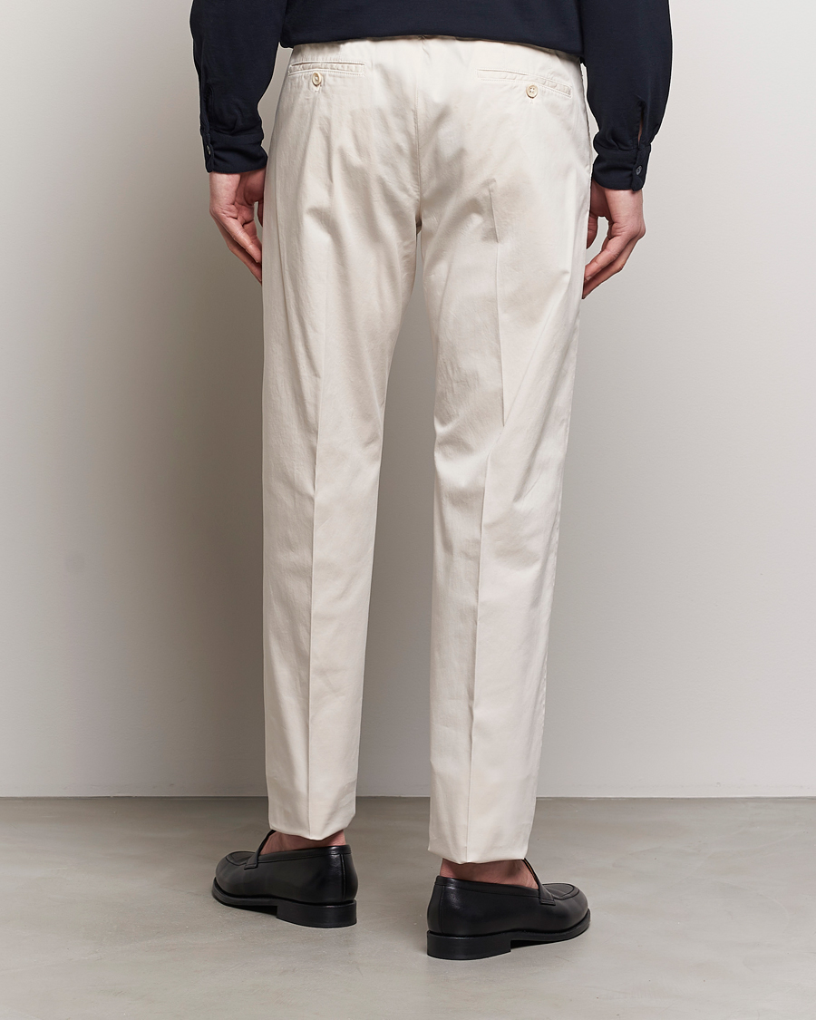 Herr | Byxor | Incotex | Straight Fit Garment Dyed Chinos Off White