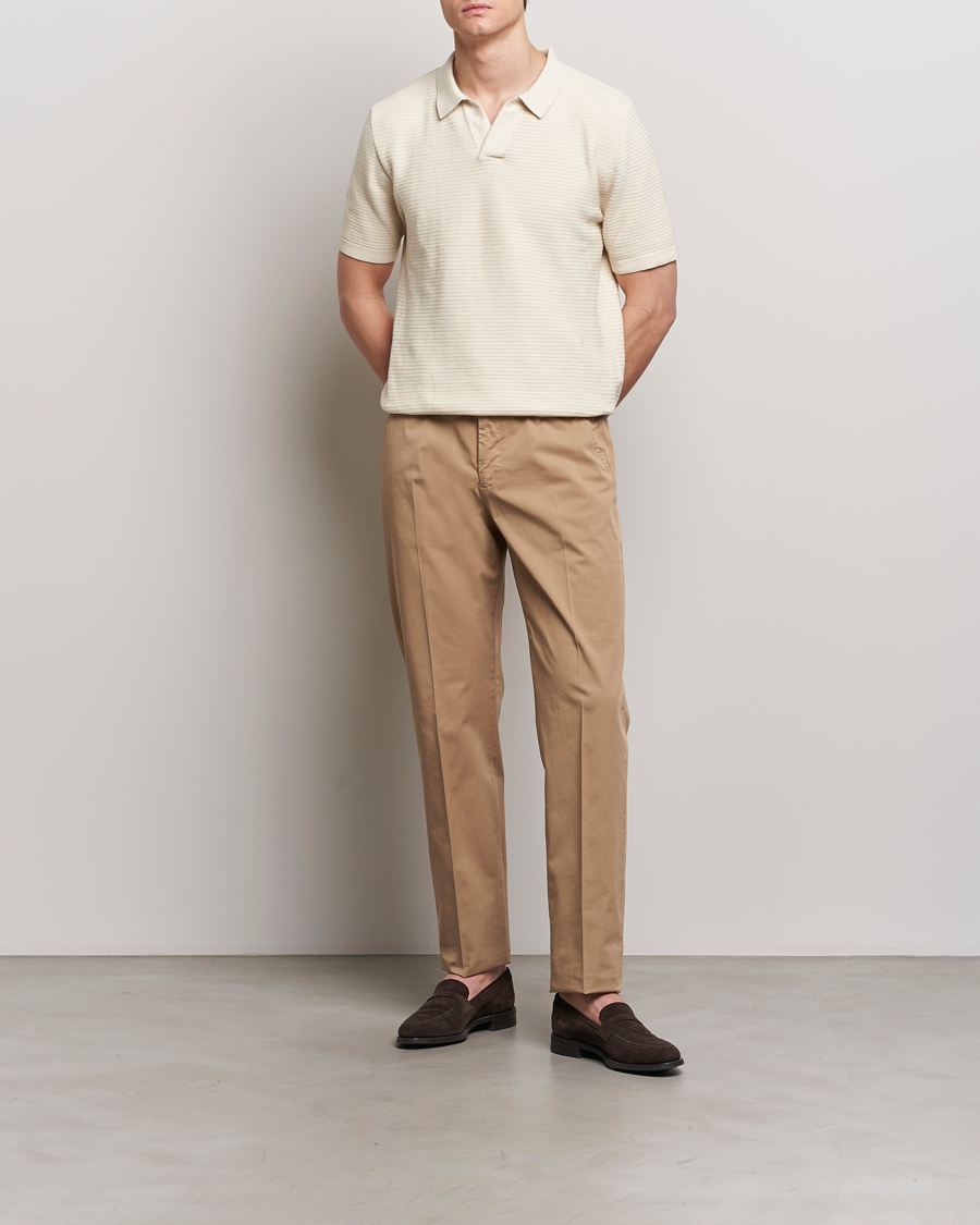 Herr | Byxor | Incotex | Straight Fit Garment Dyed Chinos Beige