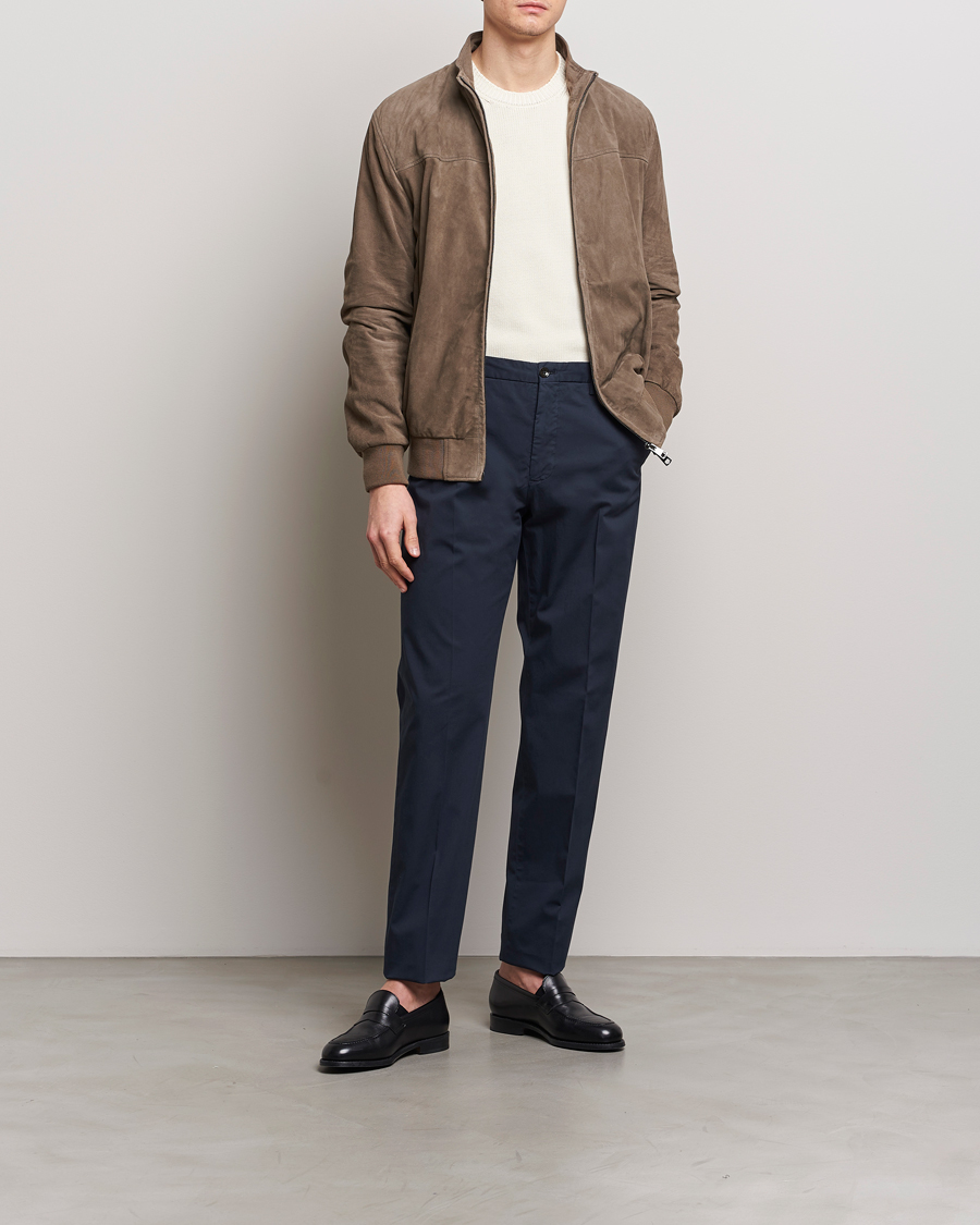 Herr | Byxor | Incotex | Straight Fit Garment Dyed Chinos Navy