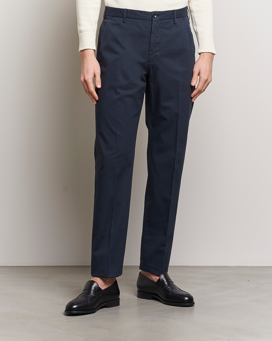 Herre |  | Incotex | Straight Fit Garment Dyed Chinos Navy