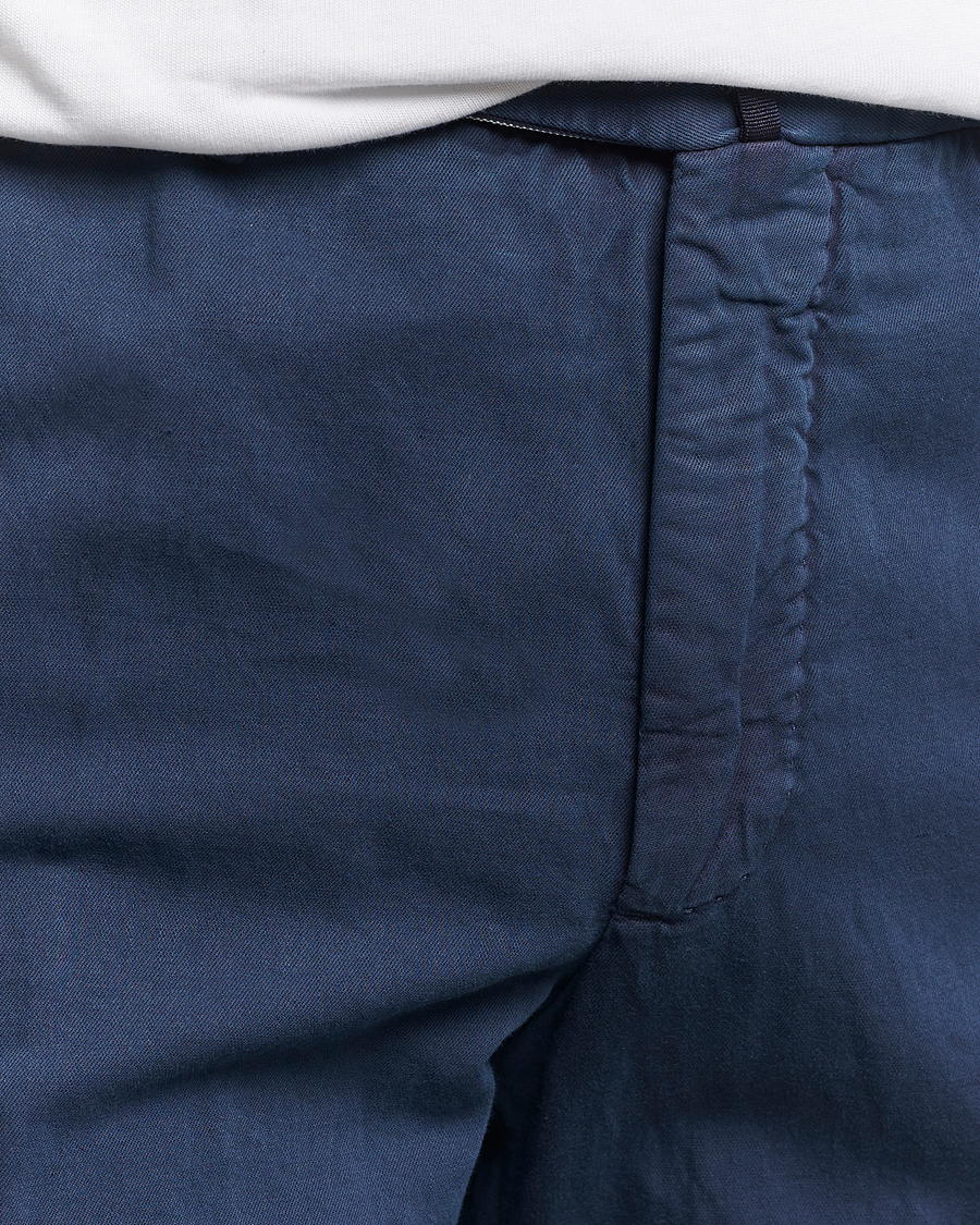 Herr | Byxor | Incotex | Regular Fit Comfort Cotton/Linen Trousers Navy