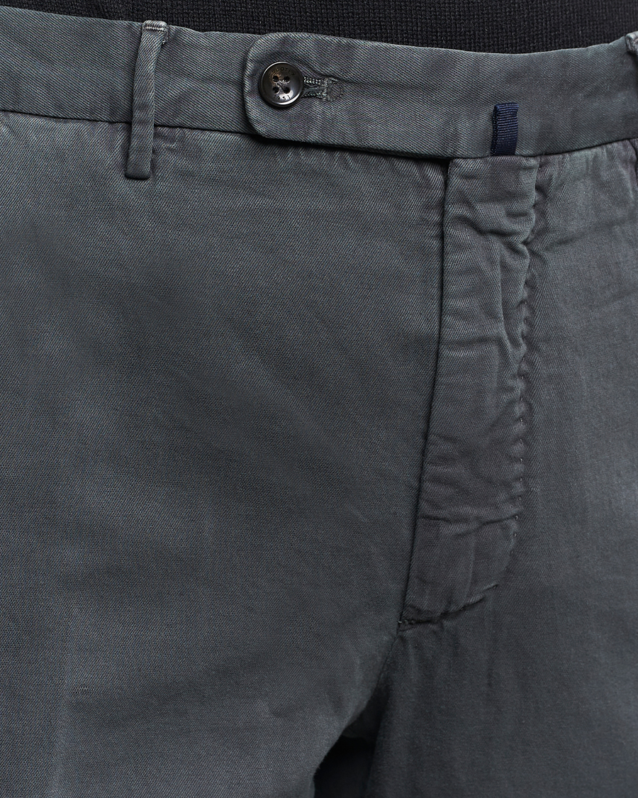Herr | Byxor | Incotex | Regular Fit Comfort Cotton/Linen Trousers Dark Grey