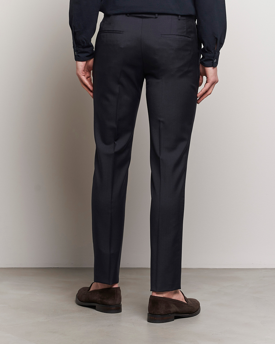 Herr | Byxor | Incotex | Slim Fit Tropical Wool Trousers Navy