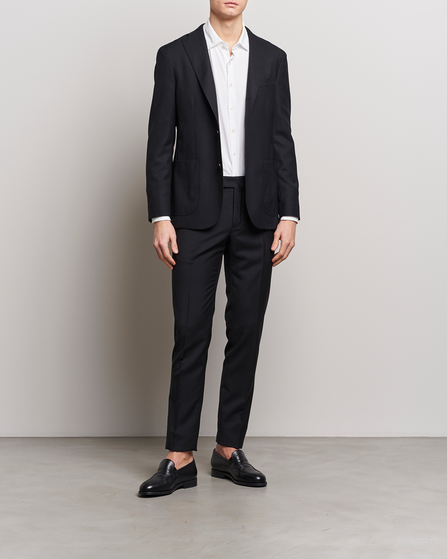 Herr | Byxor | Incotex | Slim Fit Tropical Wool Trousers Black