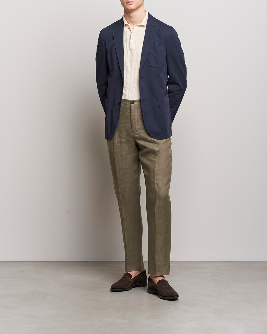 Herr | Kavajer | Incotex | Unconstructed Comfort Cotton Blazer Navy