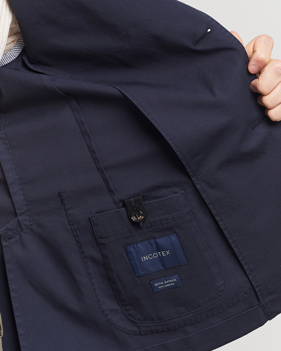 Herr | Kavajer | Incotex | Unconstructed Comfort Cotton Blazer Navy