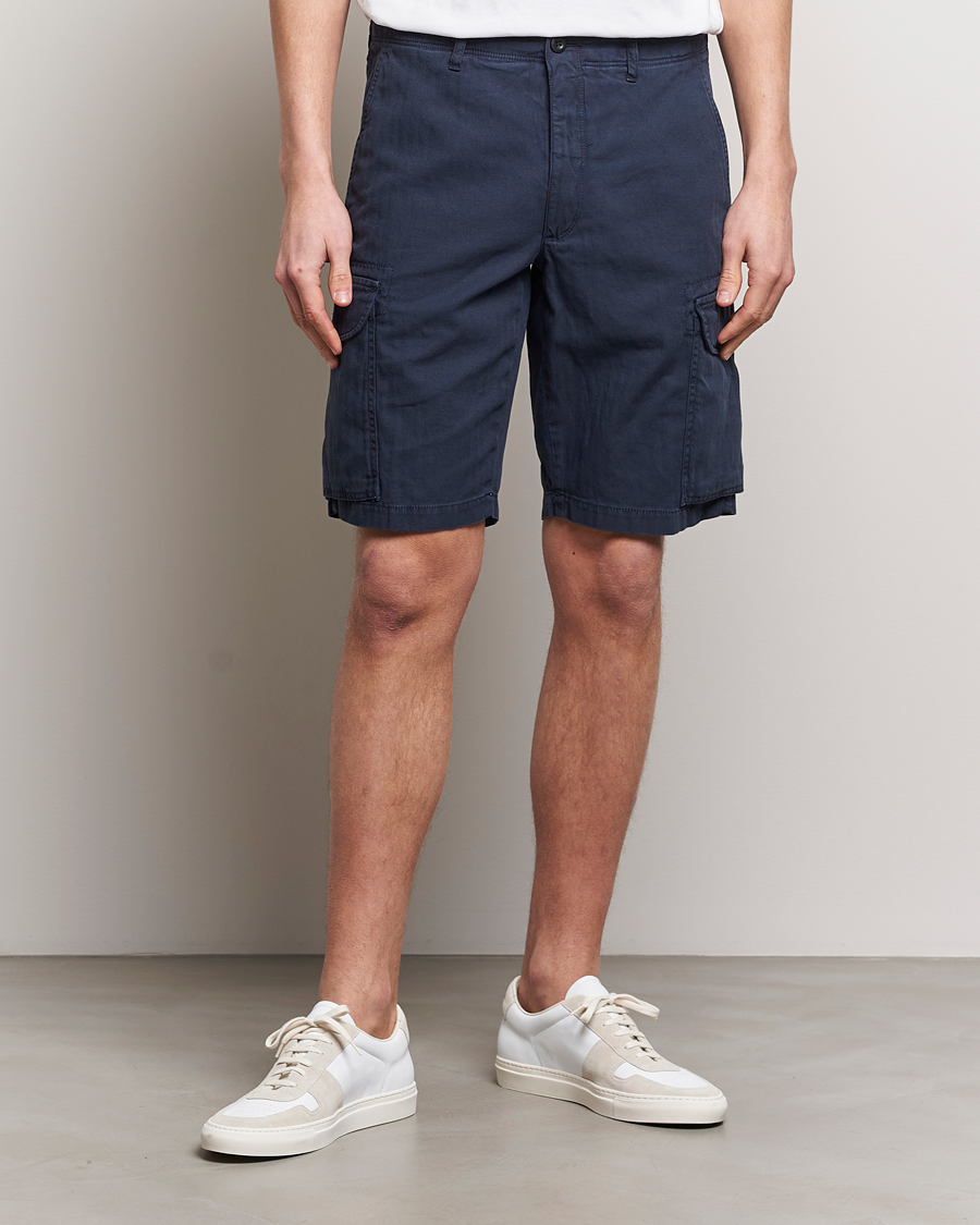 Herr | Italian Department | Incotex | Cotton Cargo Shorts Navy