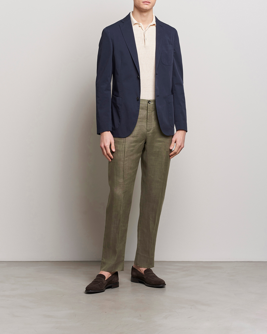 Herr | Byxor | Incotex | Straight Fit Pure Linen Trousers Military