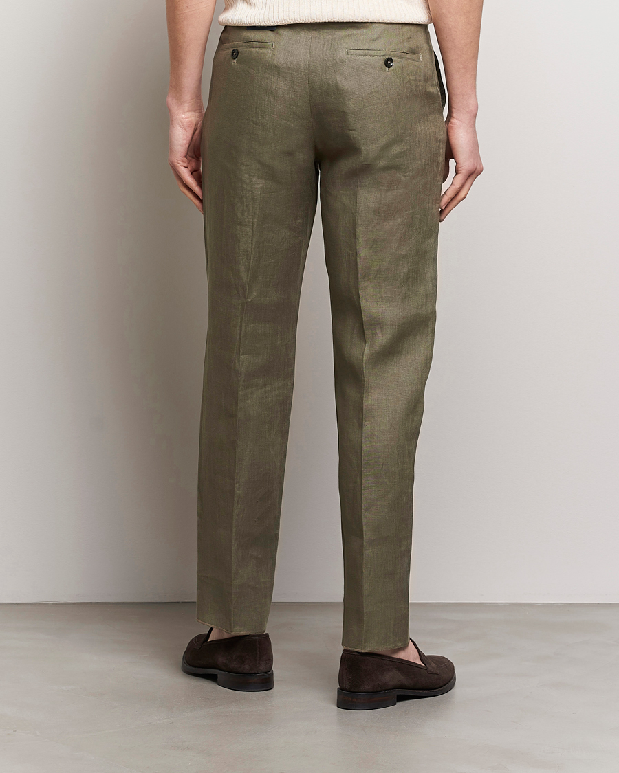 Herr | Byxor | Incotex | Straight Fit Pure Linen Trousers Military