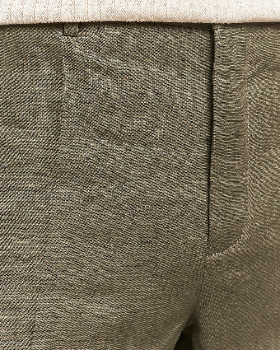 Herr | Byxor | Incotex | Straight Fit Pure Linen Trousers Military