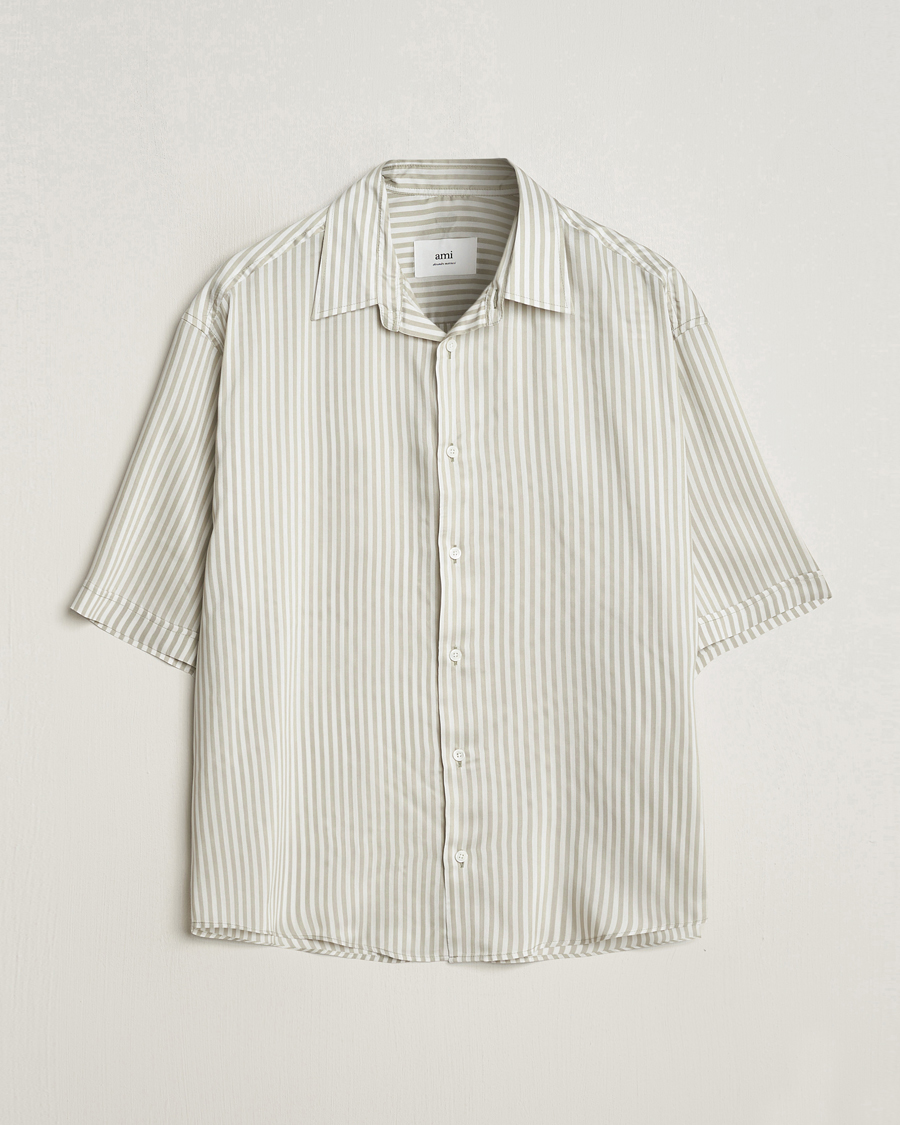 Herr | Skjortor | AMI | Boxy Fit Striped Short Sleeve Shirt Chalk/Sage