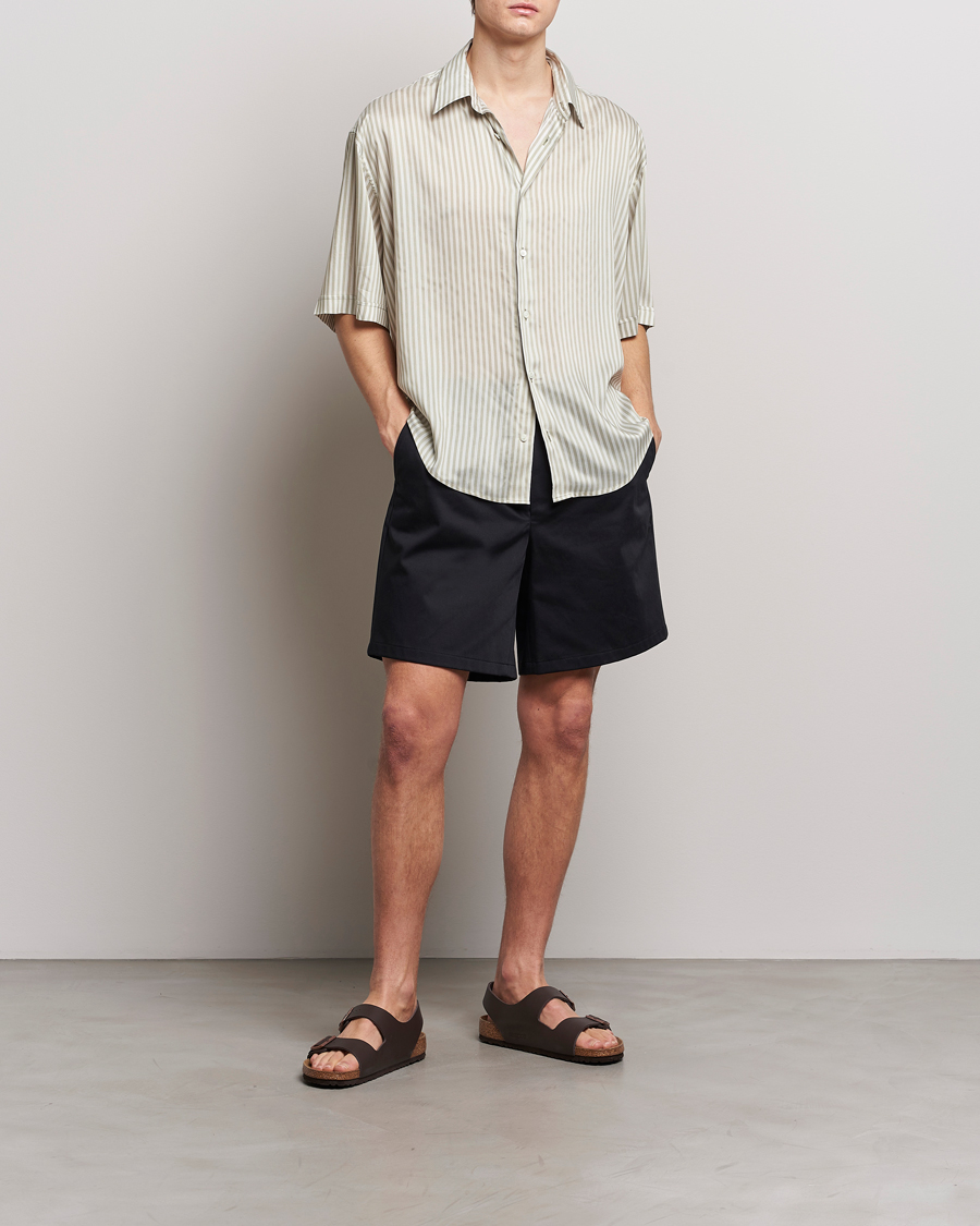 Herr | Skjortor | AMI | Boxy Fit Striped Short Sleeve Shirt Chalk/Sage
