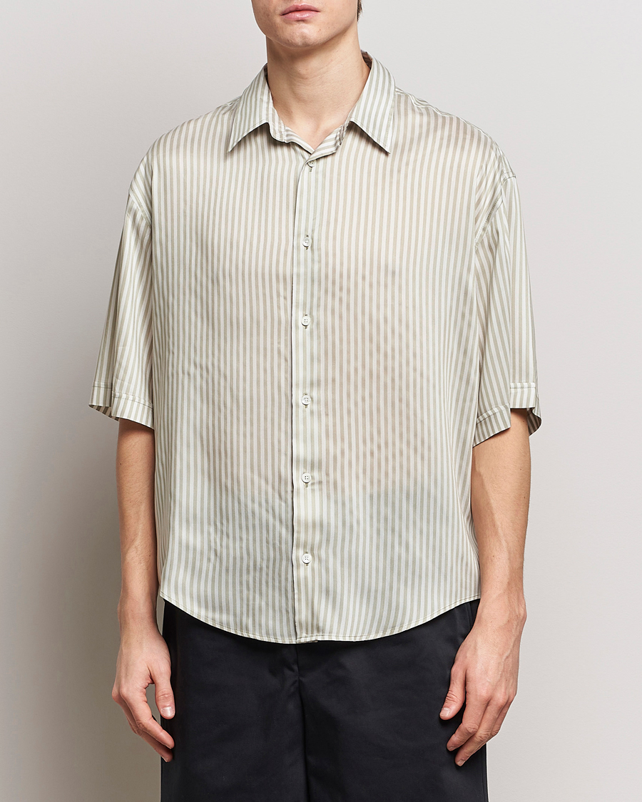 Herr | Skjortor | AMI | Boxy Fit Striped Short Sleeve Shirt Chalk/Sage