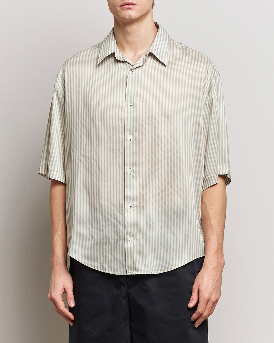 Herre |  | AMI | Boxy Fit Striped Short Sleeve Shirt Chalk/Sage