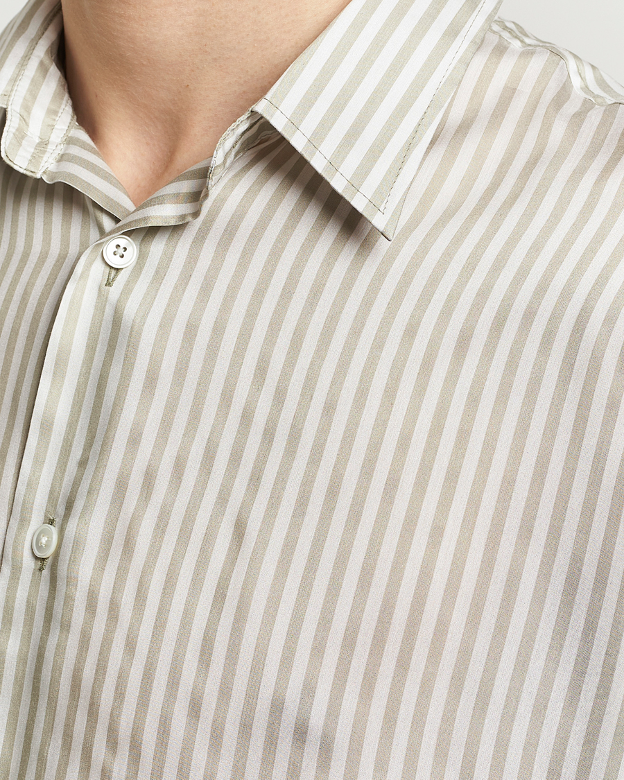 Herr | Skjortor | AMI | Boxy Fit Striped Short Sleeve Shirt Chalk/Sage