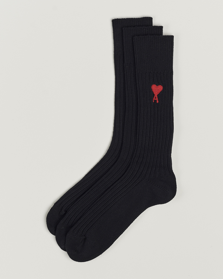 Herr | Underkläder | AMI | 3-Pack Heart Socks Black