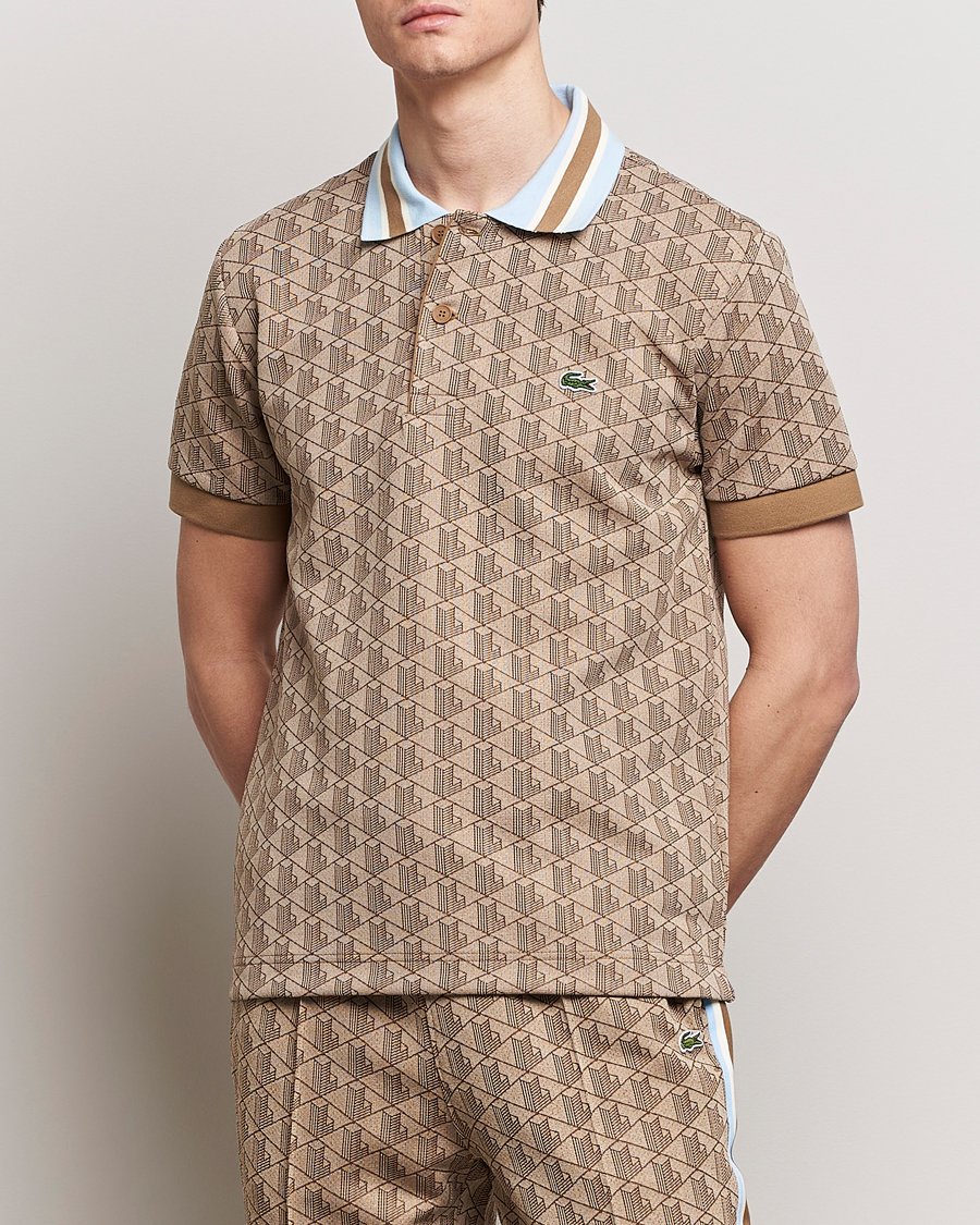 Herr | Kortärmade pikéer | Lacoste | Classic Fit Monogram Polo Croissant/Cookie