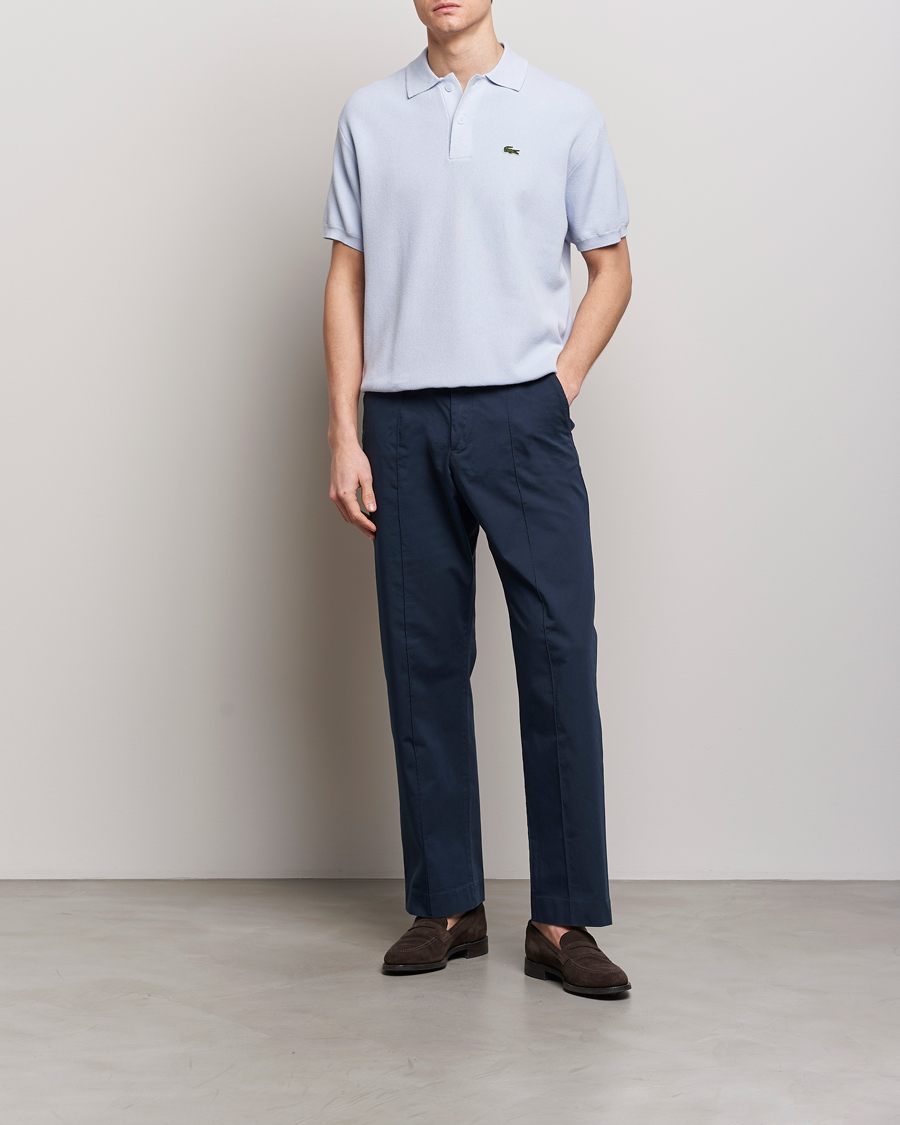 Herr | Pikéer | Lacoste | Relaxed Fit Moss Stitched Knitted Polo Phoenix Blue