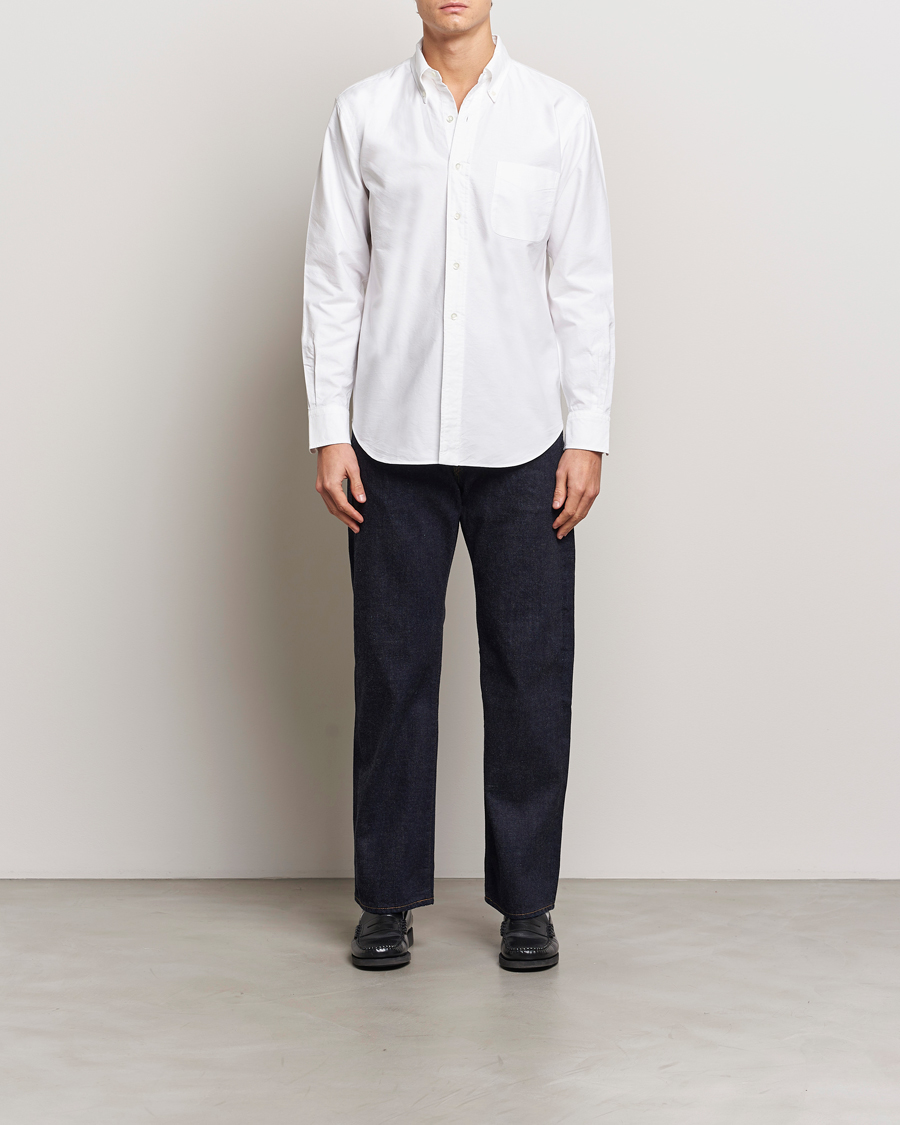 Herr | Skjortor | Kamakura Shirts | Vintage Ivy Oxford Button Down Shirt White