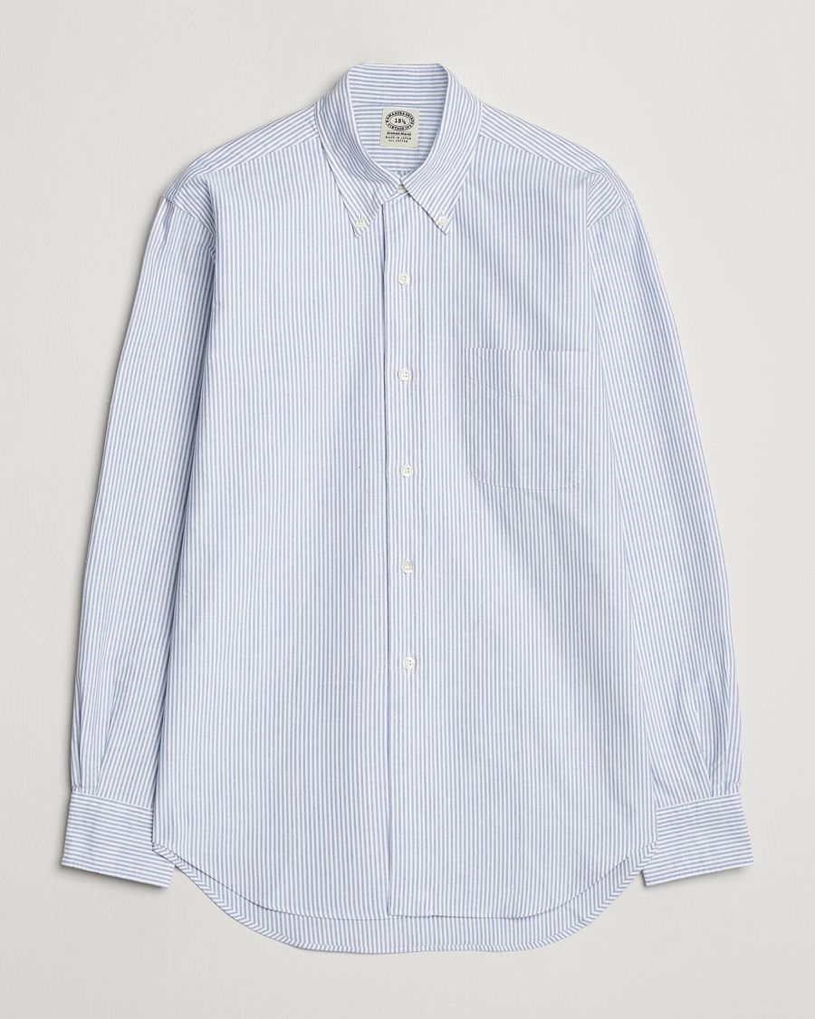 Herr | Skjortor | Kamakura Shirts | Vintage Ivy Oxford Button Down Shirt Blue Stripe