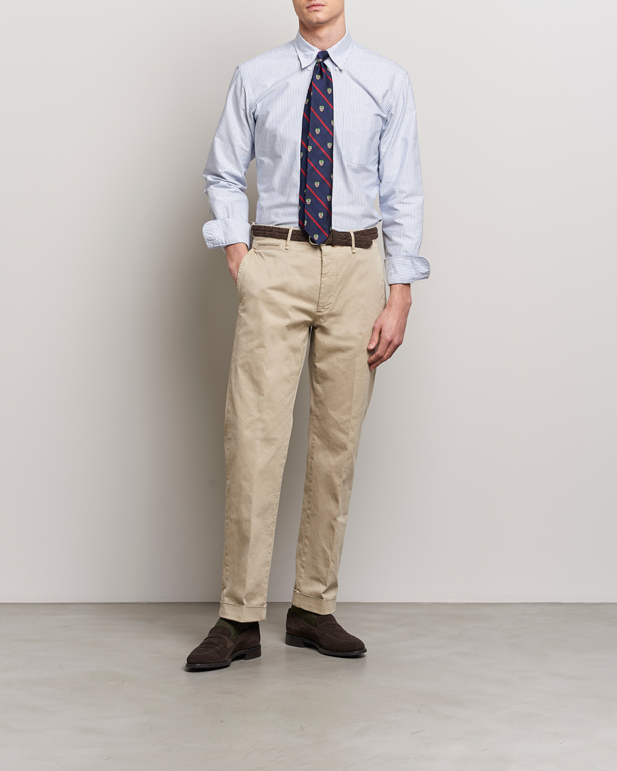 Herr | Skjortor | Kamakura Shirts | Vintage Ivy Oxford Button Down Shirt Blue Stripe