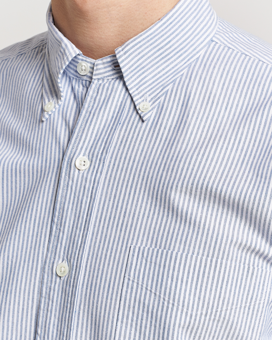 Herr | Skjortor | Kamakura Shirts | Vintage Ivy Oxford Button Down Shirt Blue Stripe