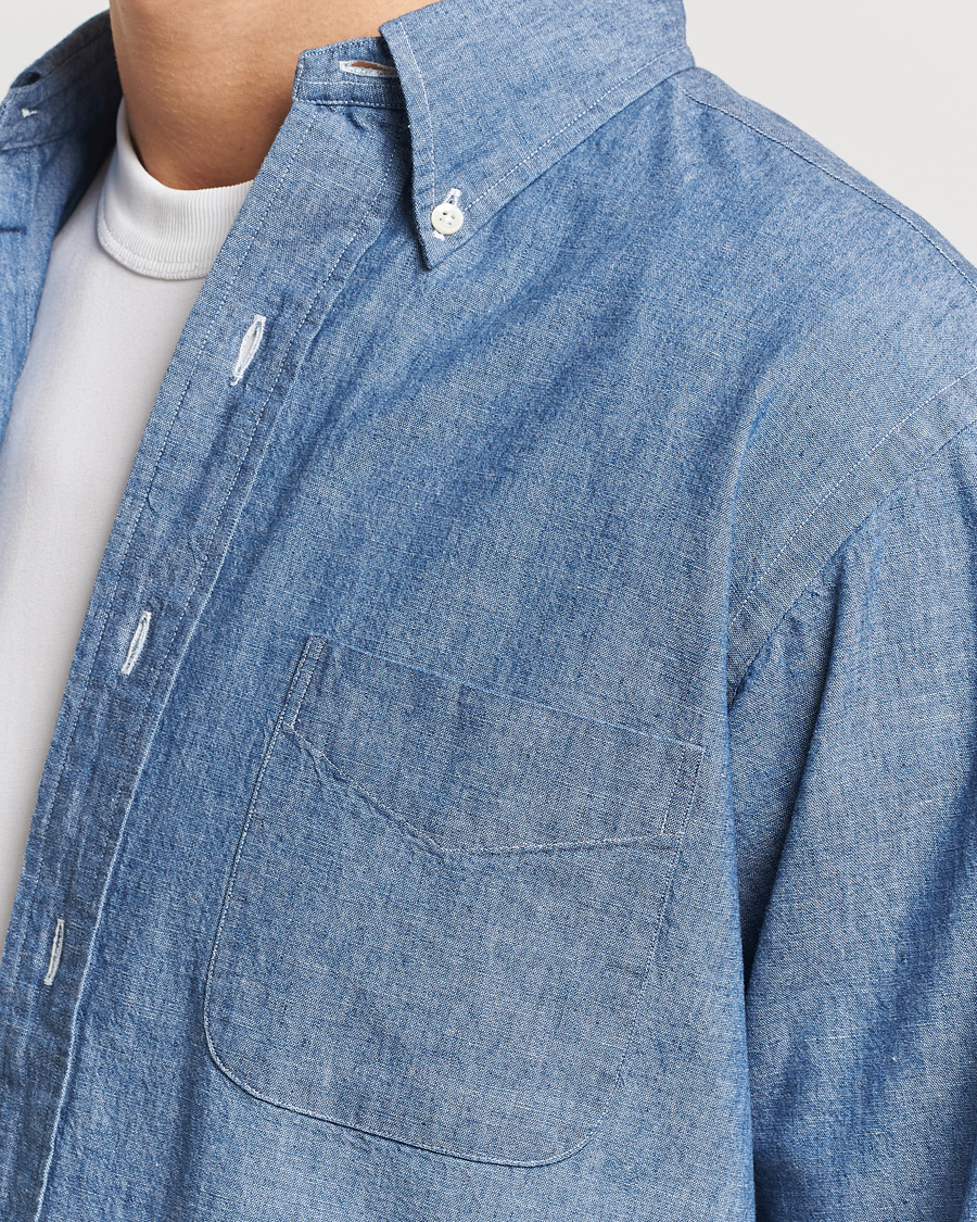 Herr | Skjortor | Kamakura Shirts | Vintage Ivy Chambray Button Down Shirt Blue