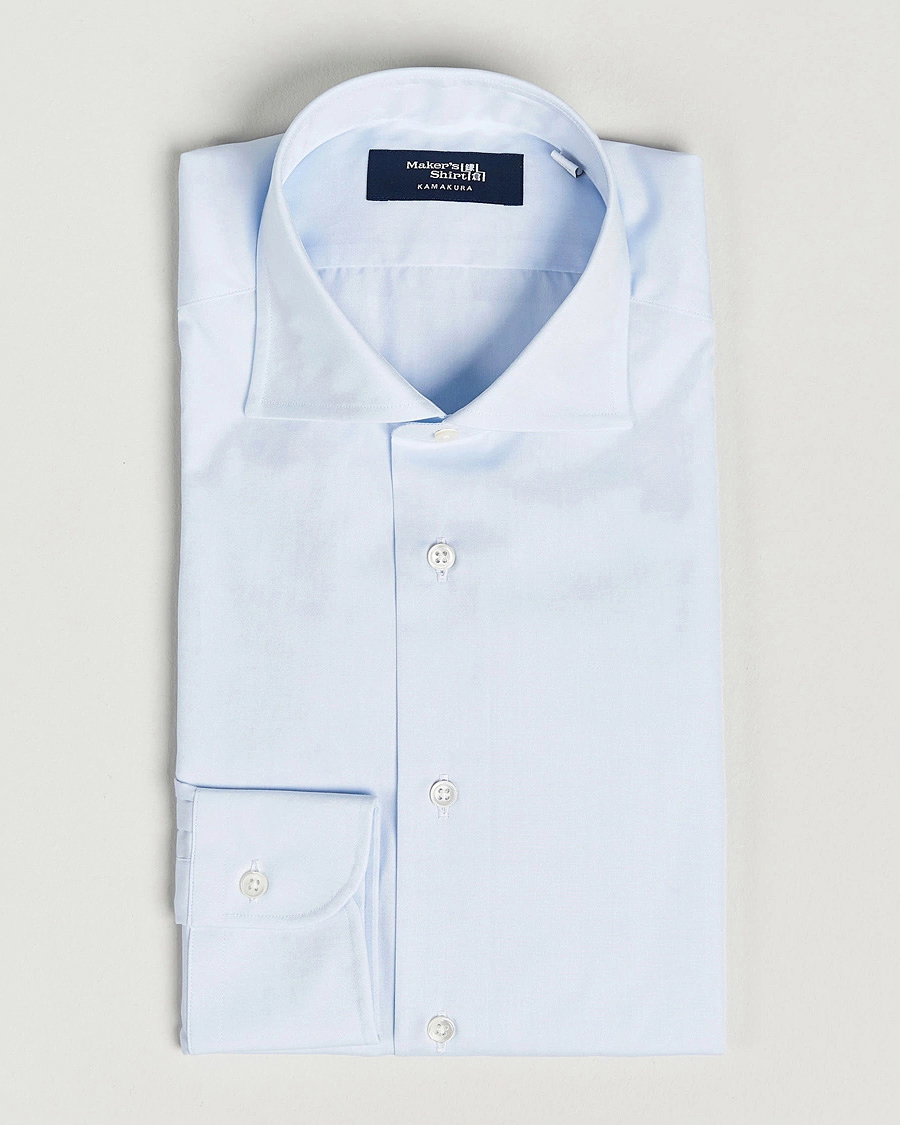 Herr | Skjortor | Kamakura Shirts | Slim Fit Broadcloth Dress Shirt Light Blue