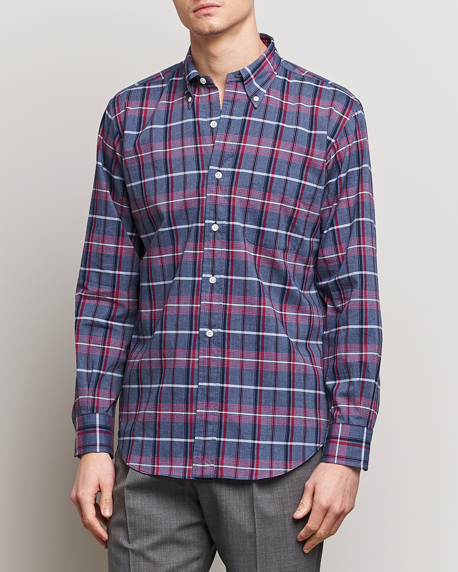 Herr | Kamakura Shirts | Kamakura Shirts | Vintage Ivy Button Down Shirt  Blue Madras