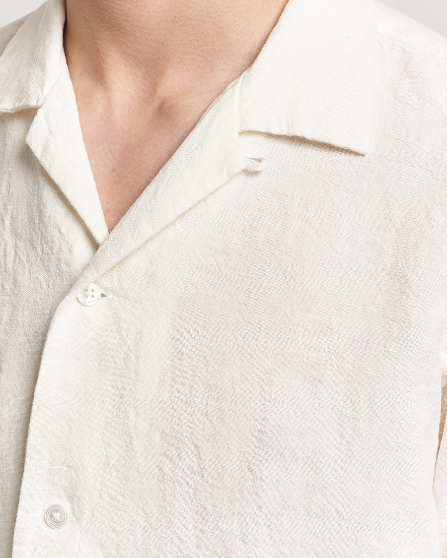 Herr | Skjortor | Kamakura Shirts | Vintage Ivy Heavy Linen Beach Shirt White