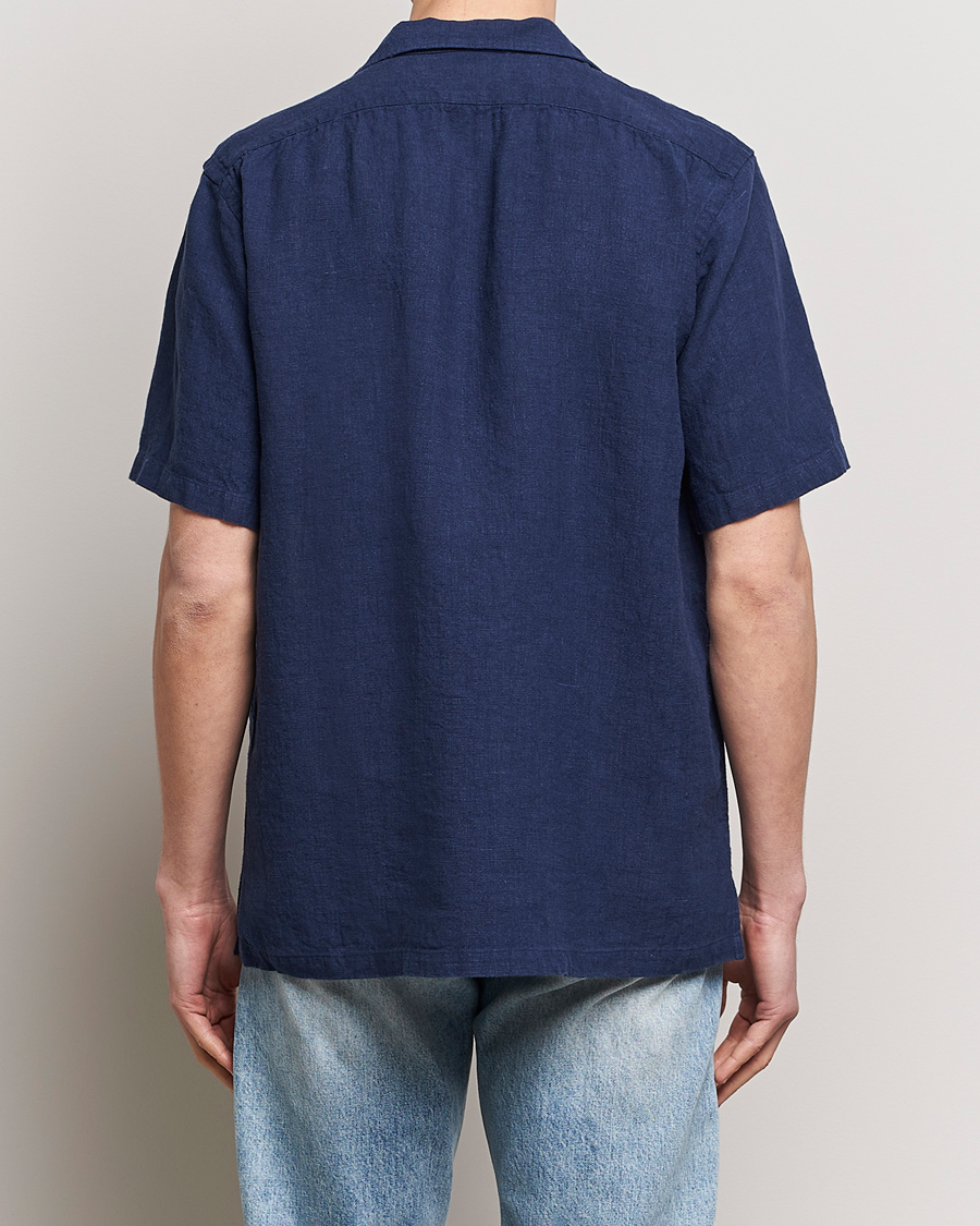 Herr | Skjortor | Kamakura Shirts | Heavy Linen Beach Shirt Navy